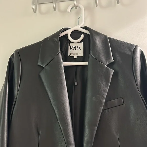 zara faux leather blazer size small - Picture 2 of 5